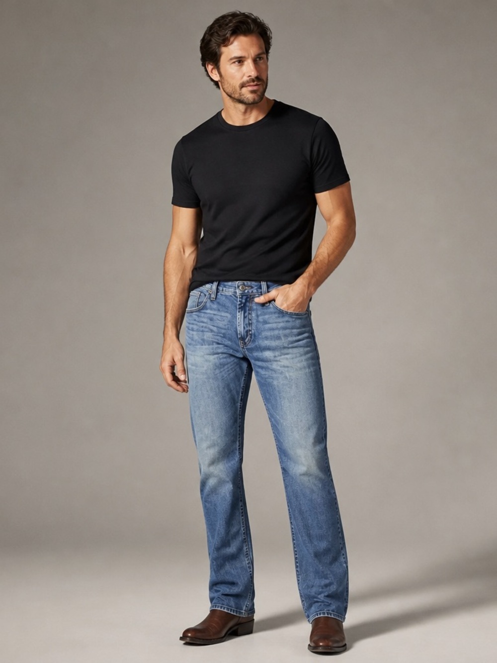 TK Axel Jeans Mens 36x34 (38x32.5) Medium Wash Denim Slim Bootcut Leg Pockets